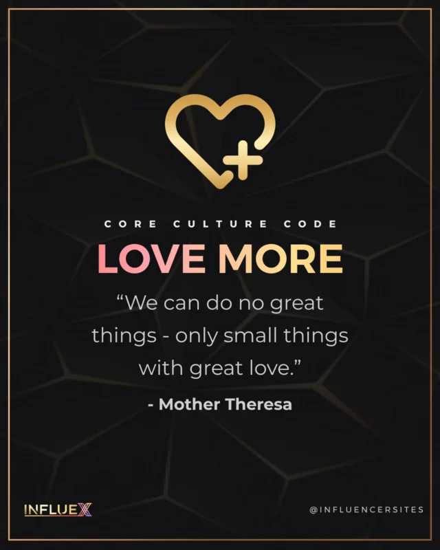 We live in a world that celebrates the 
𝘣𝘪𝘨 𝘸𝘪𝘯𝘴, but forgets that the most powerful impact often comes in the smallest, quietest acts.

A word.
A presence.
A creation infused with intention.

“We can do no great things — only small things with great love.”
 — Mother Teresa

At Influex, we believe:
Love is strategy.
Presence is branding.
Intention is impact.

Your brand isn’t just what you offer.
It’s how you offer it.
It’s the energy behind every detail.
The devotion behind every design.
The love you weave into everything you create.

Because people don’t just remember what you said.
They remember how they felt in your presence.

And that? That is your true brand.

#lovemore #InfluexEssence #BrandWithHeart #iamthebrand #sacredbranding #authenticimpact