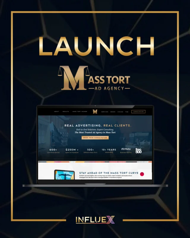 𝗠𝗮𝘀𝘀 𝗧𝗼𝗿𝘁 𝗔𝗱 𝗔𝗴𝗲𝗻𝗰𝘆 𝗷𝘂𝘀𝘁 𝗹𝗮𝘂𝗻𝗰𝗵𝗲𝗱 𝘁𝗵𝗲𝗶𝗿 𝗯𝗿𝗮𝗻𝗱-𝗻𝗲𝘄 𝘄𝗲𝗯𝘀𝗶𝘁𝗲! 🚀

With over a decade on the frontlines of mass tort advertising, Mass Tort Ad Agency has become the trusted partner for 600+ law firms nationwide.

@jacobmalherbe isn’t just a strategist—he’s the father of the machine that makes mass tort advertising work. As the creator of the proven systems and strategies behind Mass Tort Ad Agency, and the author of The Facebook Effect for Lawyers, Jacob brings unmatched insight, experience, and integrity to every campaign.

⚖️Transparent, Ethical Advertising
⚖️A Fully Integrated Ecosystem
⚖️A Commitment to Real Results

Mass Tort Ad Agency
Real Advertising. 
Real Clients.
Real Integrity.

Discover how Jacob Malherbe and his team are helping law firms acquire more mass tort clients through proven, transparent advertising strategies. 
➡️https://masstortadagency.com/

🚀 Ready to elevate your online presence? Learn more about how Influex can transform your website.
https://www.influex.com/apply/

#MassTortAgency #agency #attorney #masstort #advertisingagency #realclients #strategy #newlaunch #lawfirm